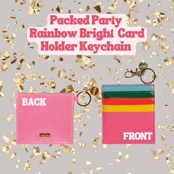 Packed Party Rainbow Bright Card Holder Keychain - Picture 1 of 1